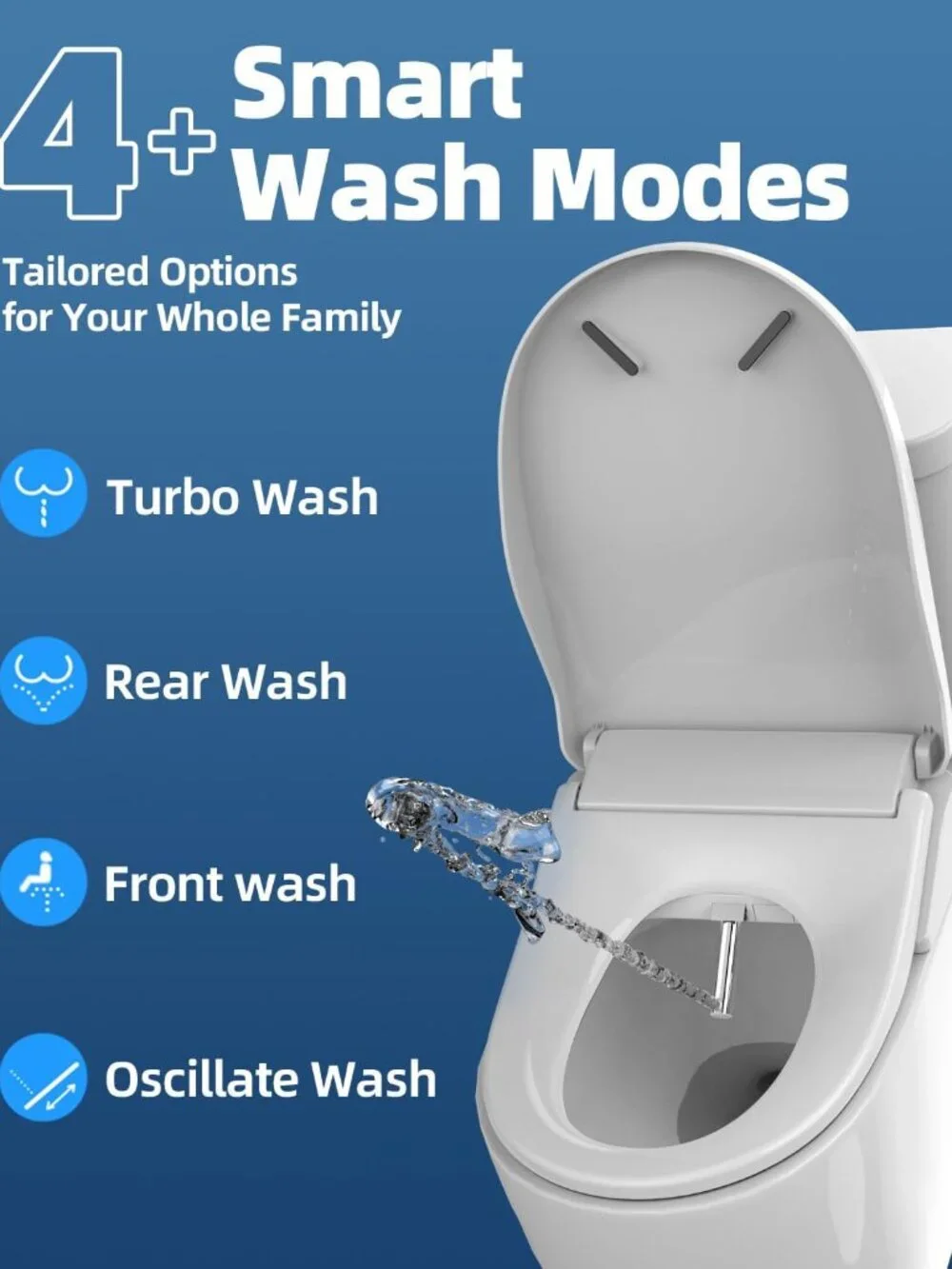 Electric Bidet Toilet Seat Heated Elongated Warm Water Dryer Remote Control Self